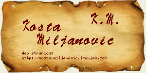 Kosta Miljanović vizit kartica